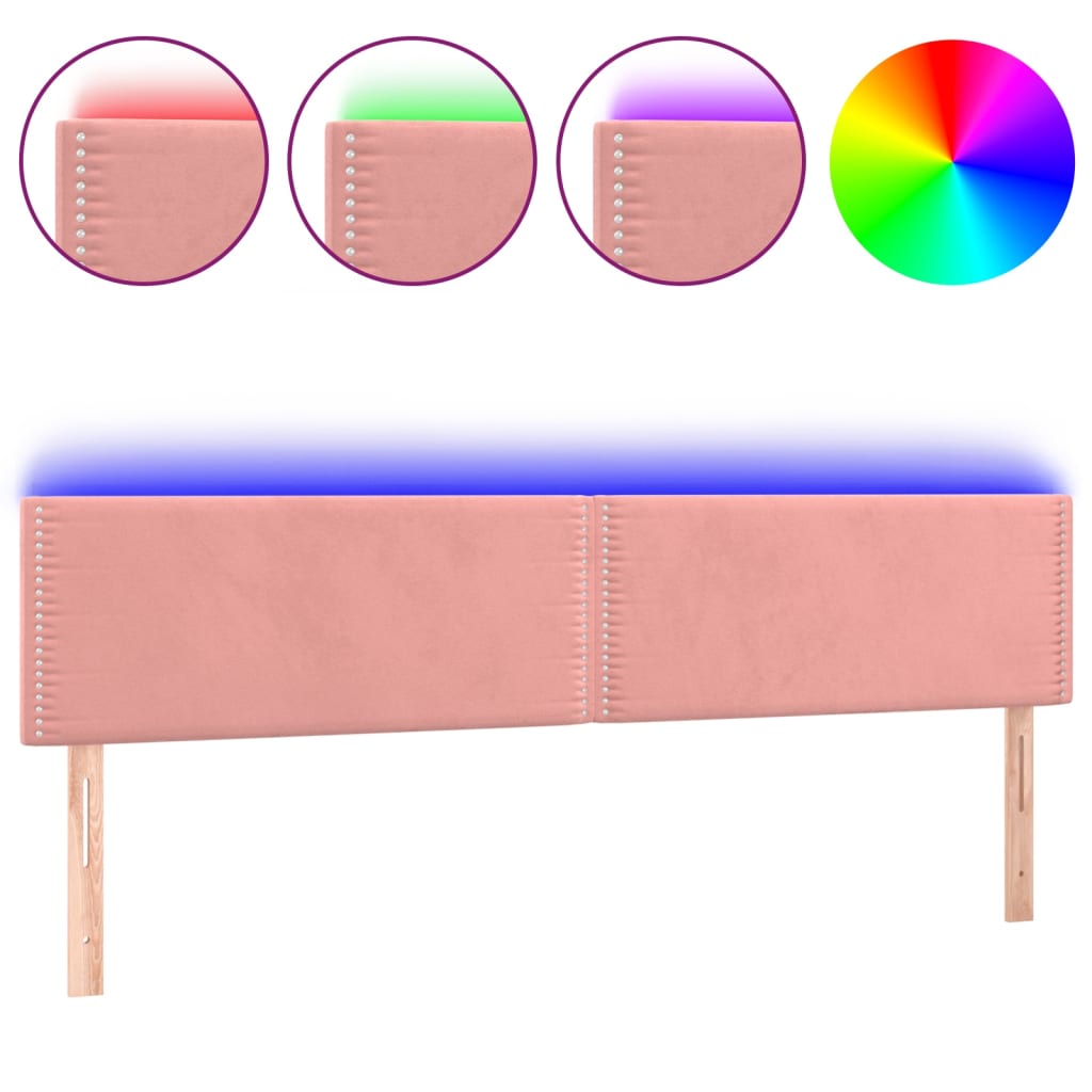 vidaXL Cabecero con LED de terciopelo rosa 160x5x78/88 cm