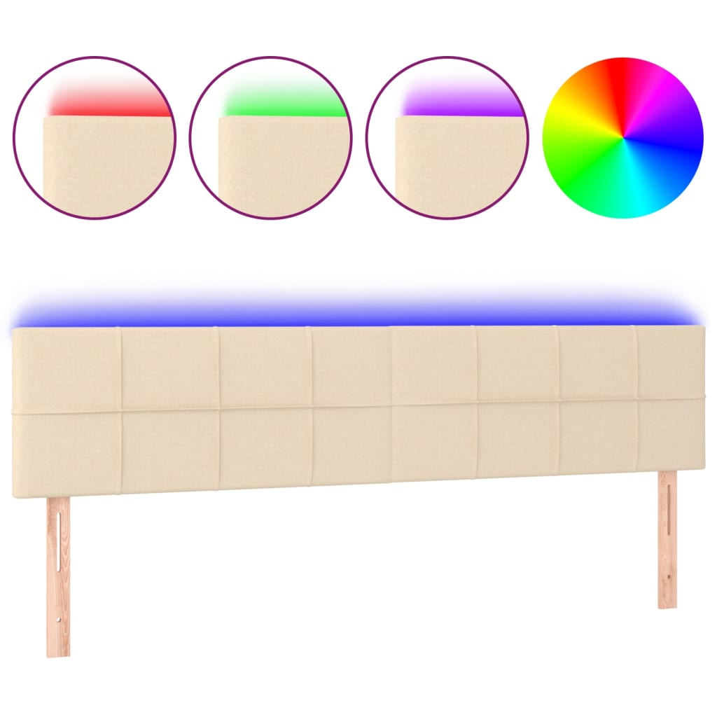 vidaXL Cabecero con LED de tela color crema 180x5x78/88 cm