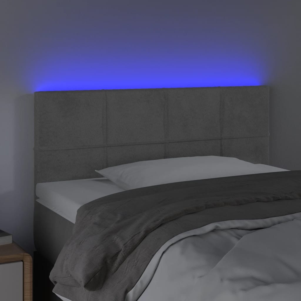 vidaXL Cabecero con LED de terciopelo gris claro 90x5x78/88 cm