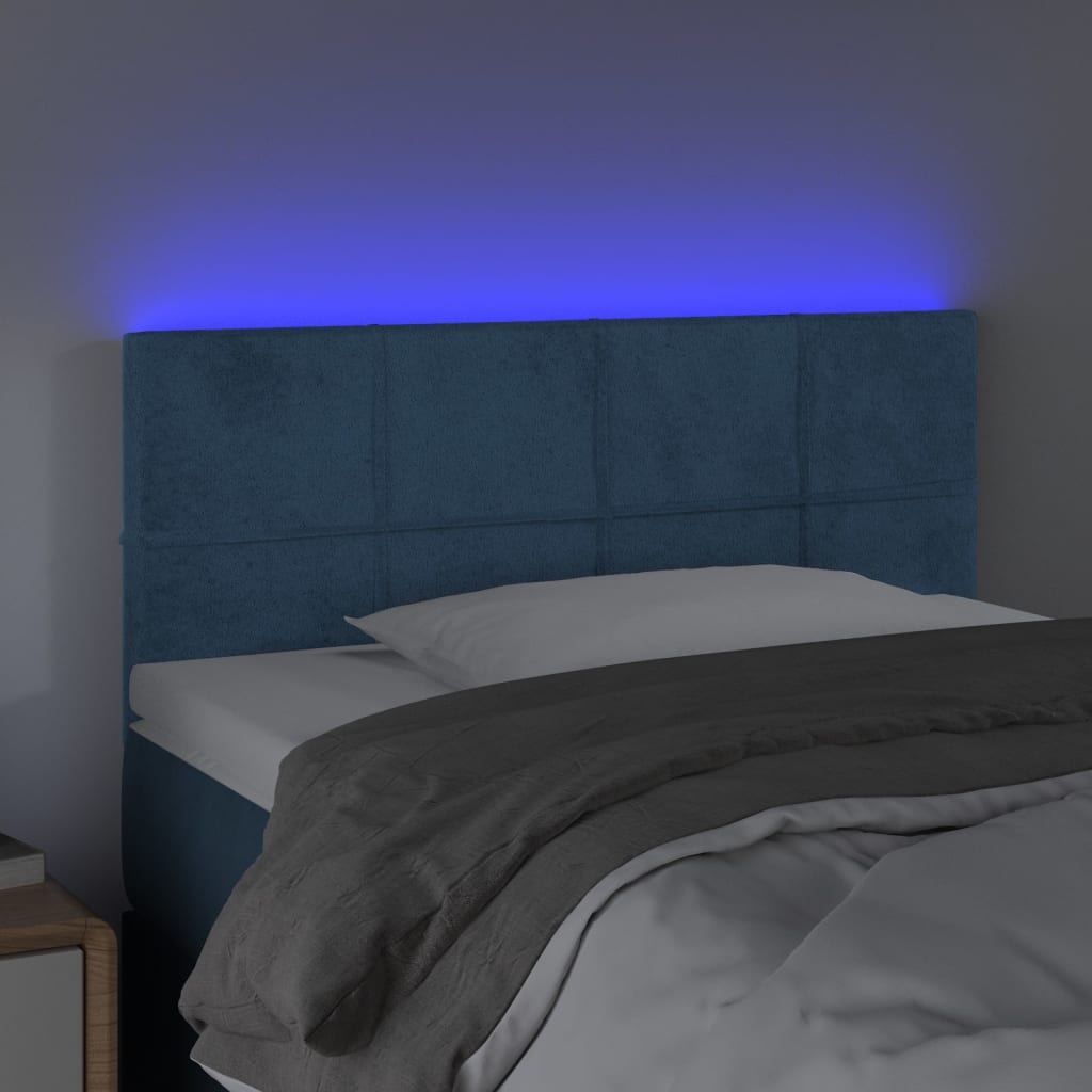 vidaXL Cabecero con LED de terciopelo azul oscuro 90x5x78/88 cm