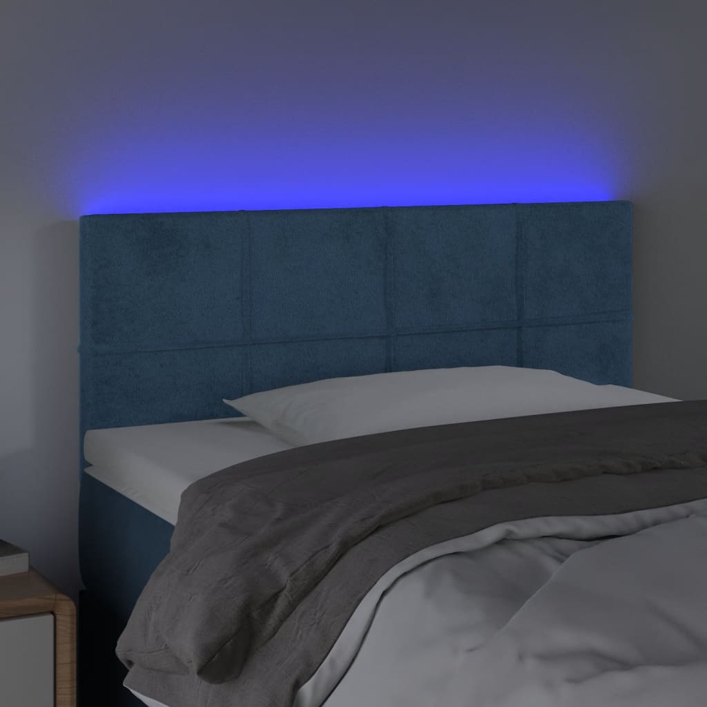 vidaXL Cabecero con LED de terciopelo azul 100x5x78/88 cm