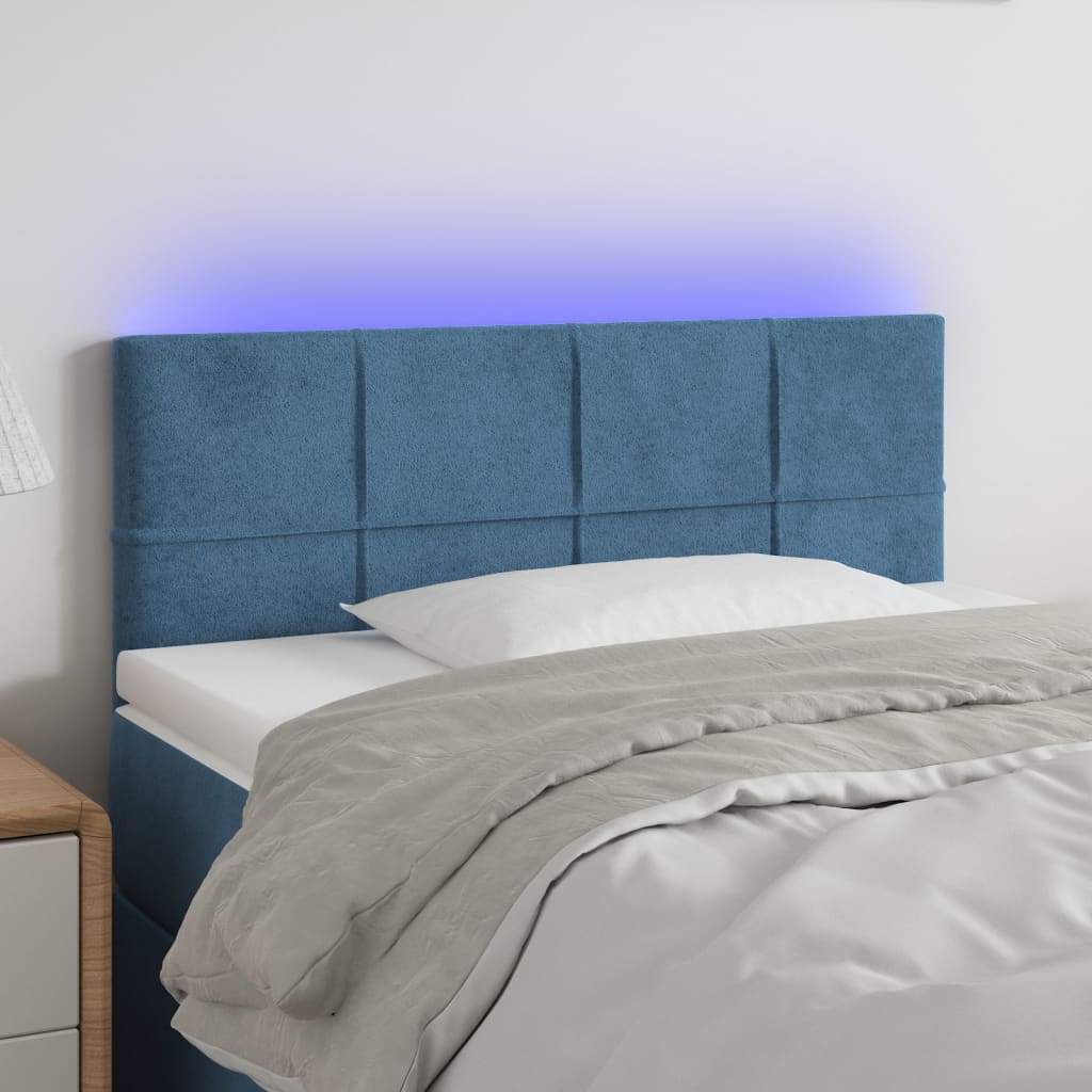 vidaXL Cabecero con LED de terciopelo azul 100x5x78/88 cm