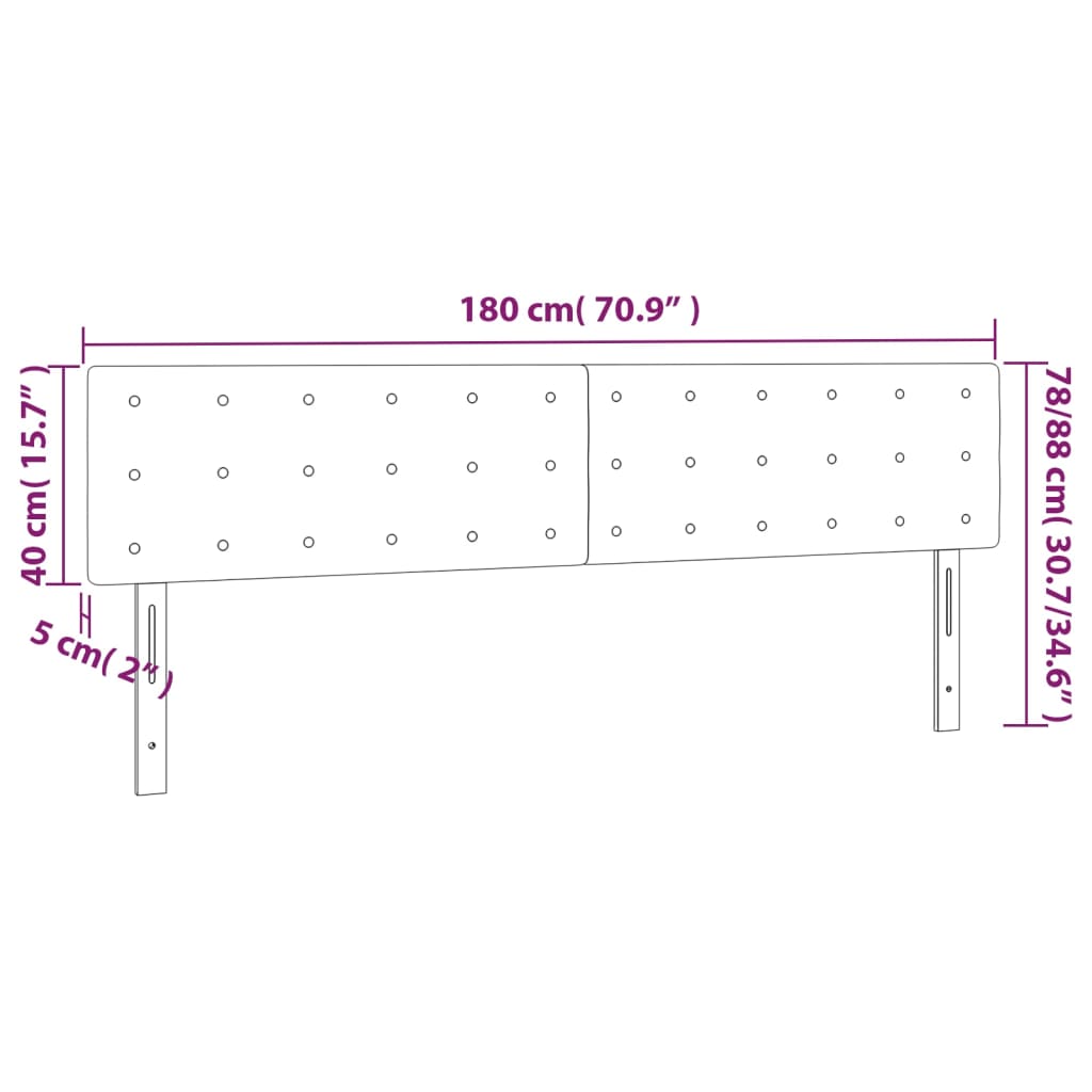 vidaXL Cabecero con LED cuero sintético negro 180x5x78/88 cm