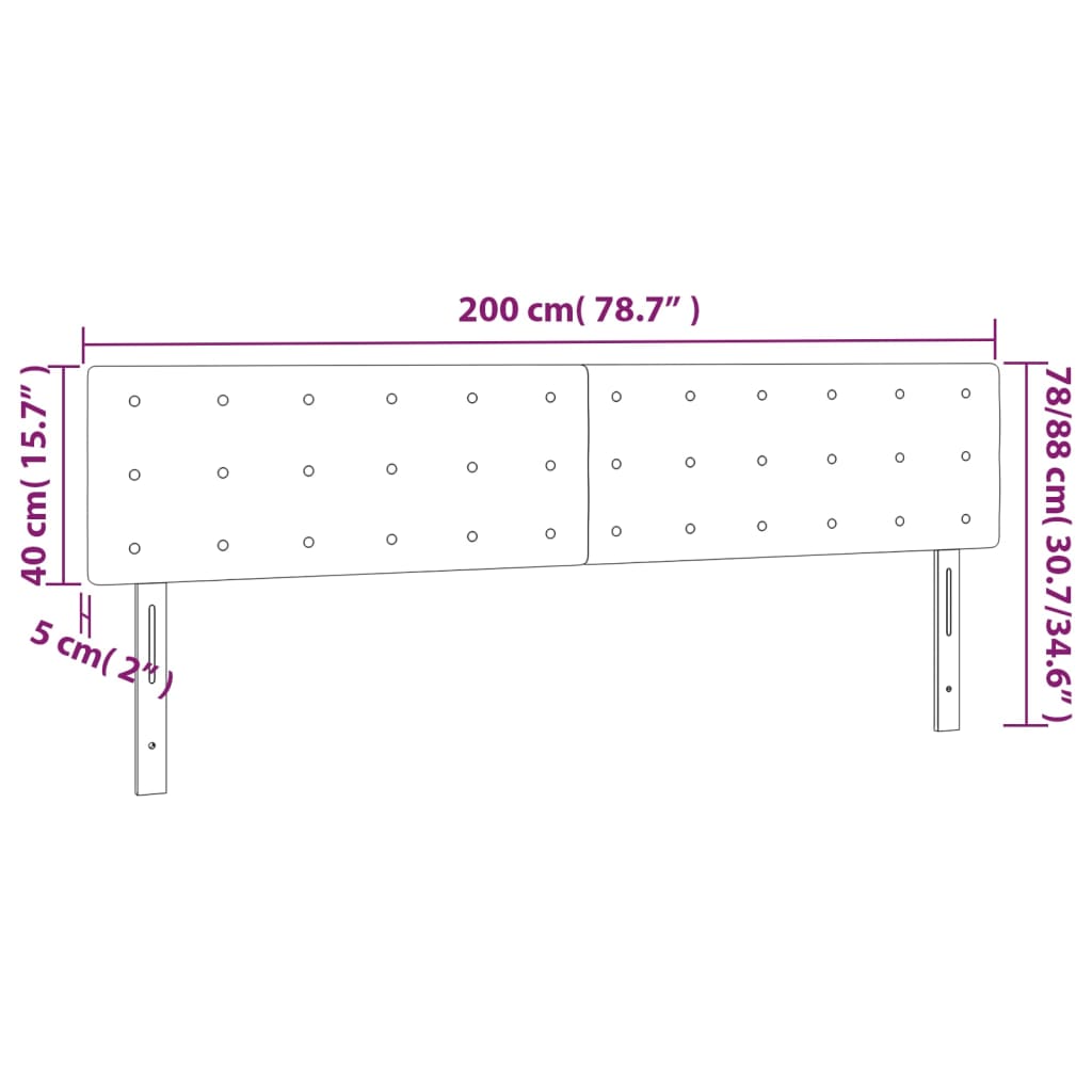 vidaXL Cabecero con LED cuero sintético gris 200x5x78/88 cm