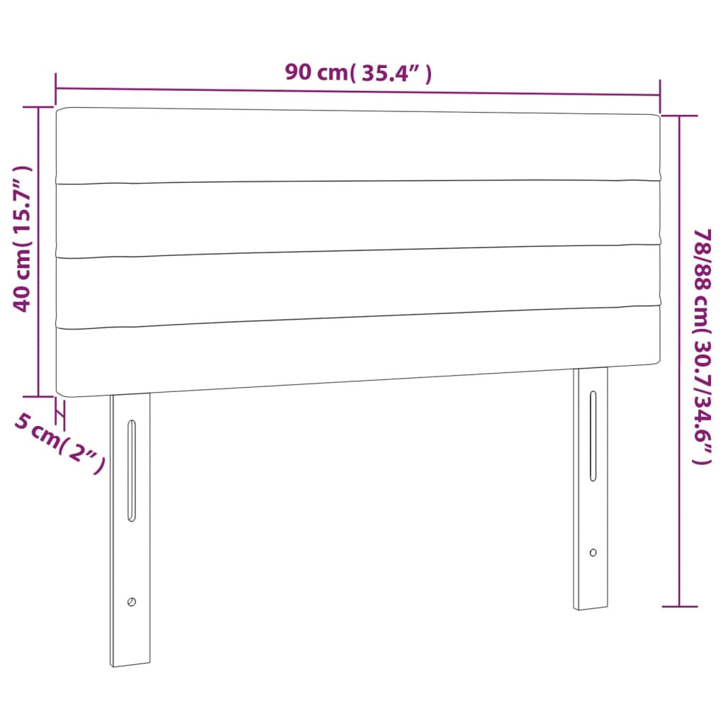 vidaXL Cabecero con LED de tela color crema 90x5x78/88 cm