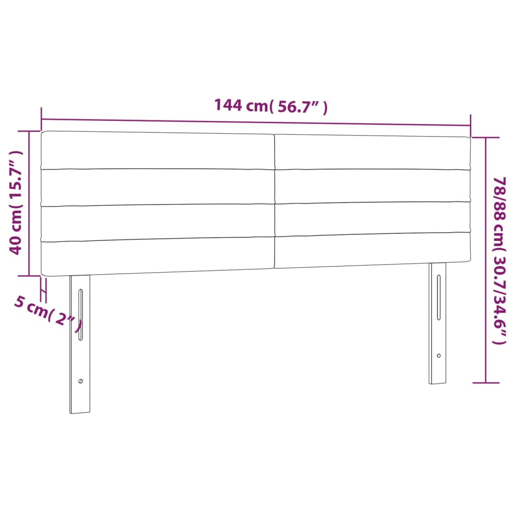 vidaXL Cabecero con LED de tela color crema 144x5x78/88 cm