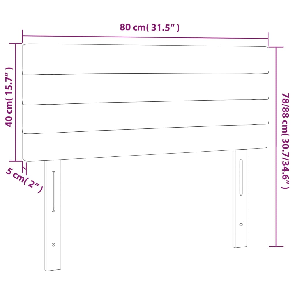 vidaXL Cabecero con LED de terciopelo negro 80x5x78/88 cm