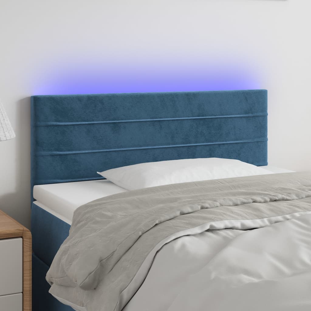 vidaXL Cabecero con LED de terciopelo azul oscuro 90x5x78/88 cm