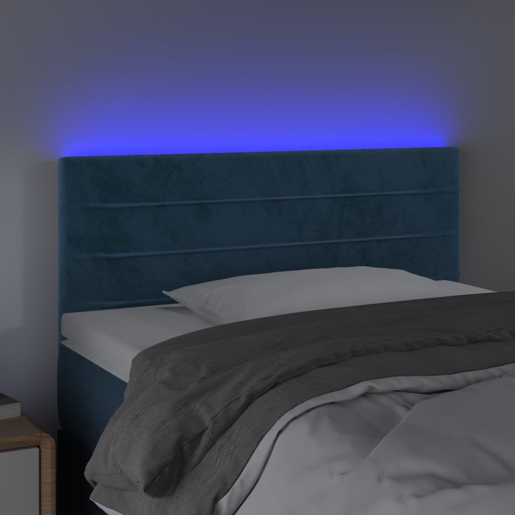 vidaXL Cabecero con LED de terciopelo azul 100x5x78/88 cm