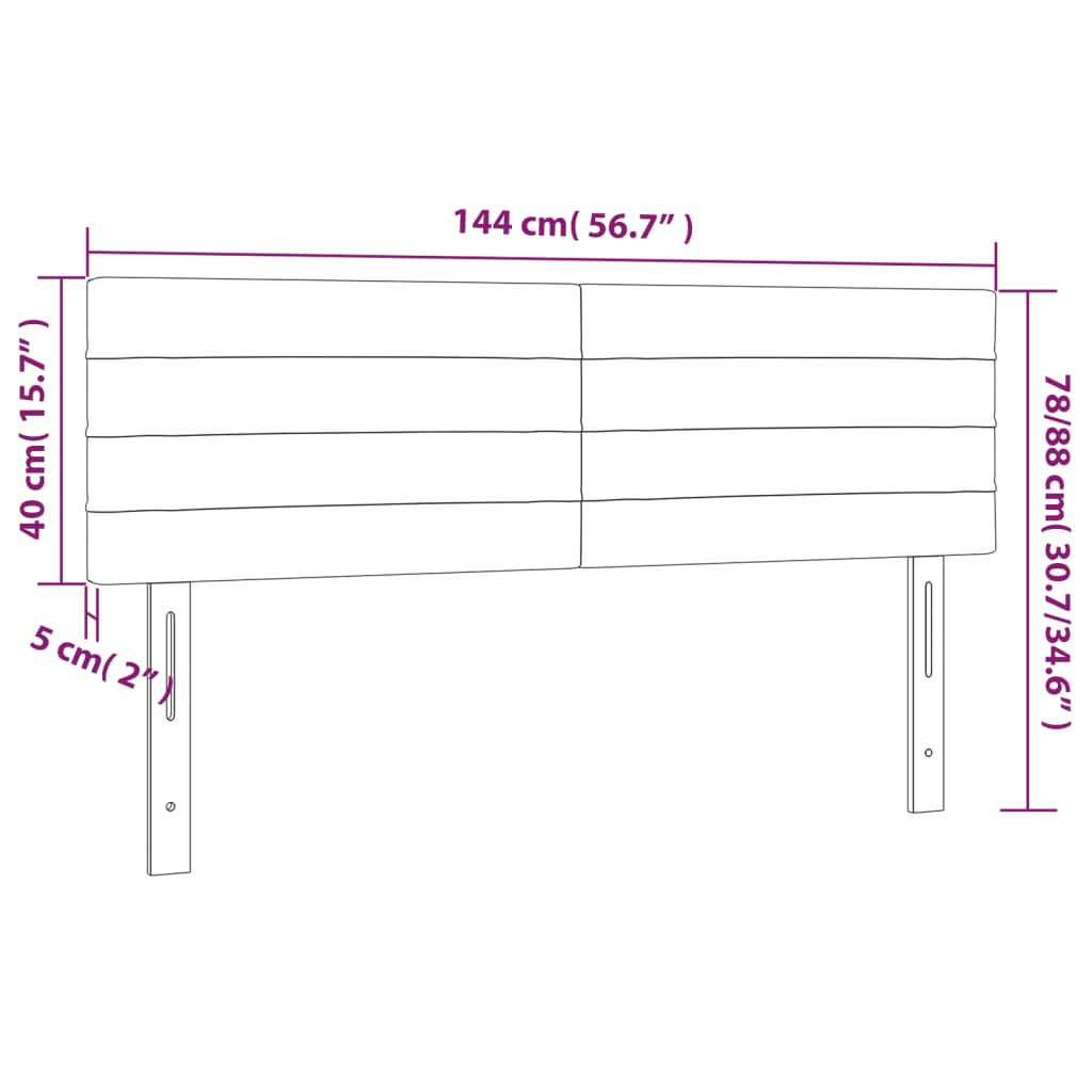 vidaXL Cabecero con LED de terciopelo negro 144x5x78/88 cm