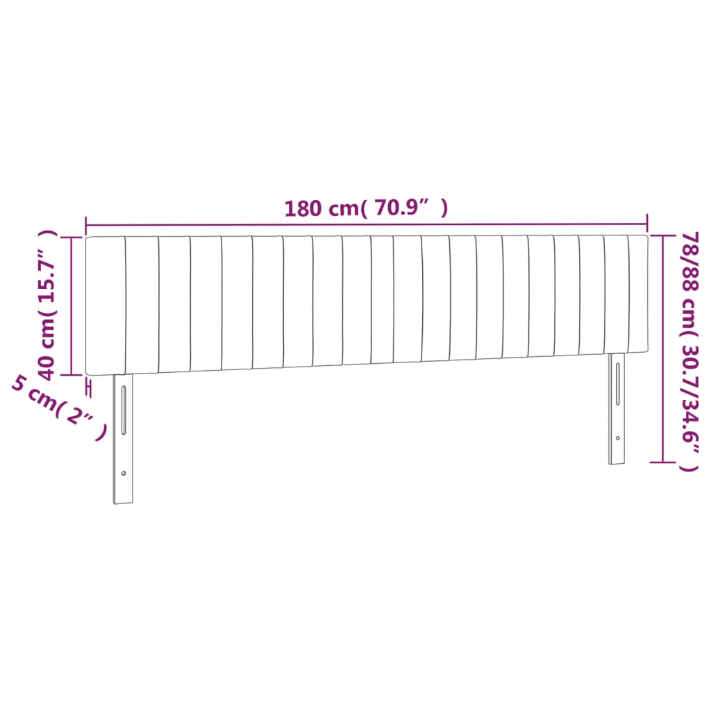 vidaXL Cabecero con LED de tela color crema 180x5x78/88 cm