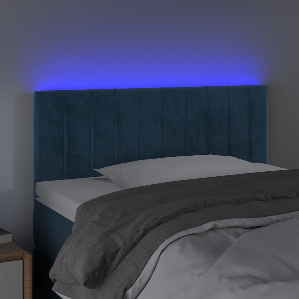 vidaXL Cabecero con LED de terciopelo azul oscuro 90x5x78/88 cm