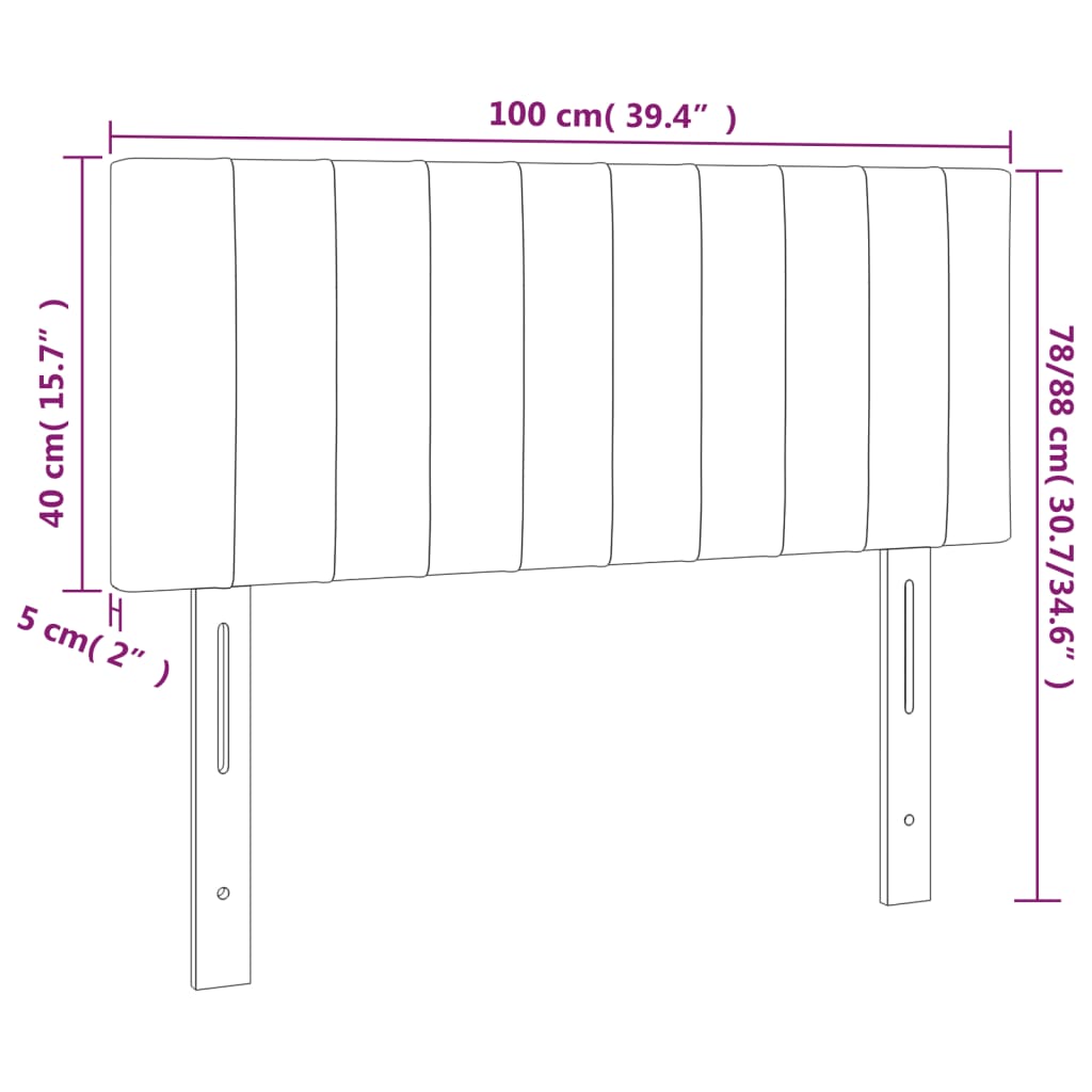 vidaXL Cabecero con LED de terciopelo gris oscuro 100x5x78/88 cm