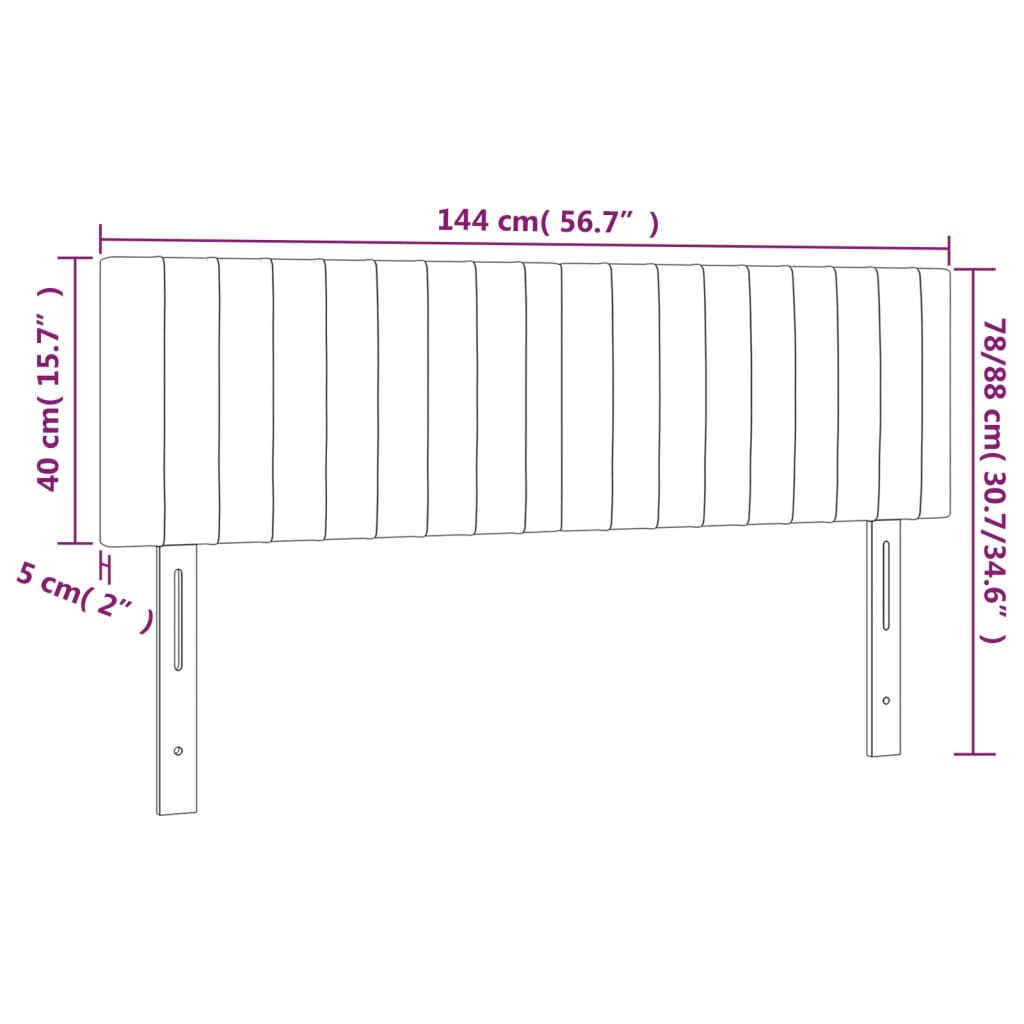 vidaXL Cabecero con LED de terciopelo negro 144x5x78/88 cm