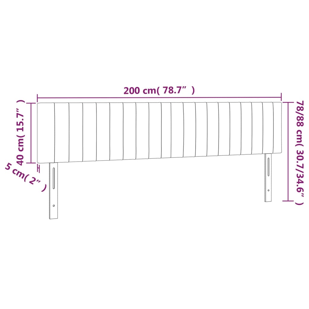 vidaXL Cabecero con LED de terciopelo rosa 200x5x78/88 cm