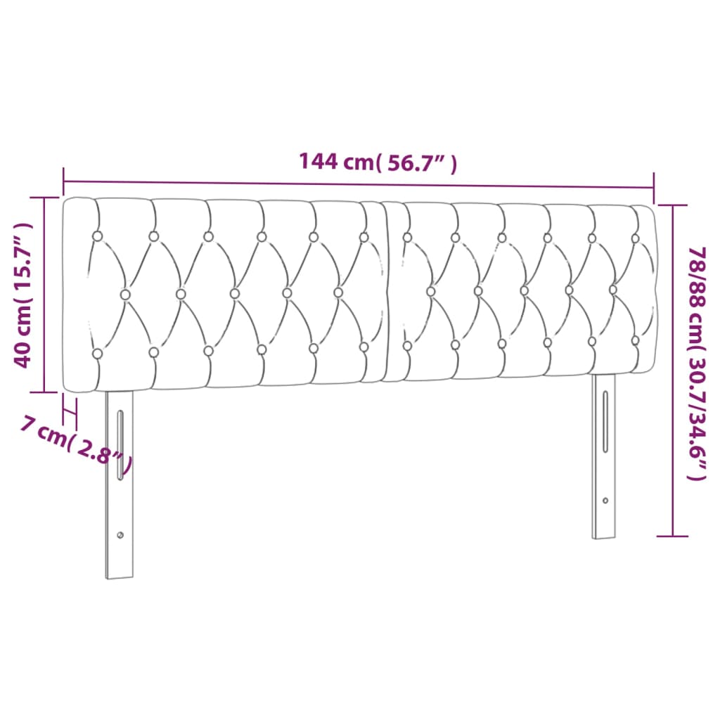 vidaXL Cabecero con LED de terciopelo gris oscuro 144x7x78/88 cm