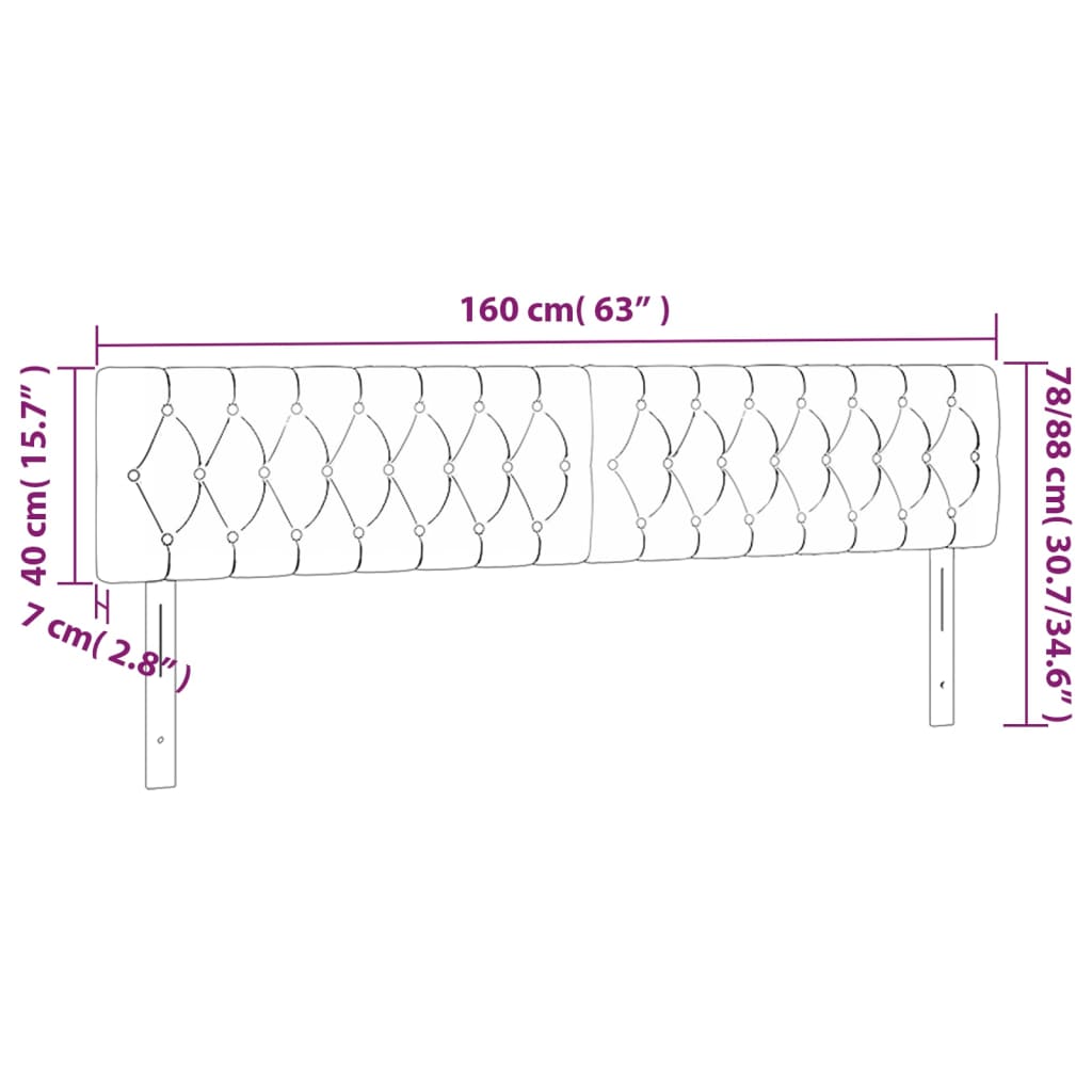 vidaXL Cabecero con LED de terciopelo gris oscuro 160x7x78/88 cm