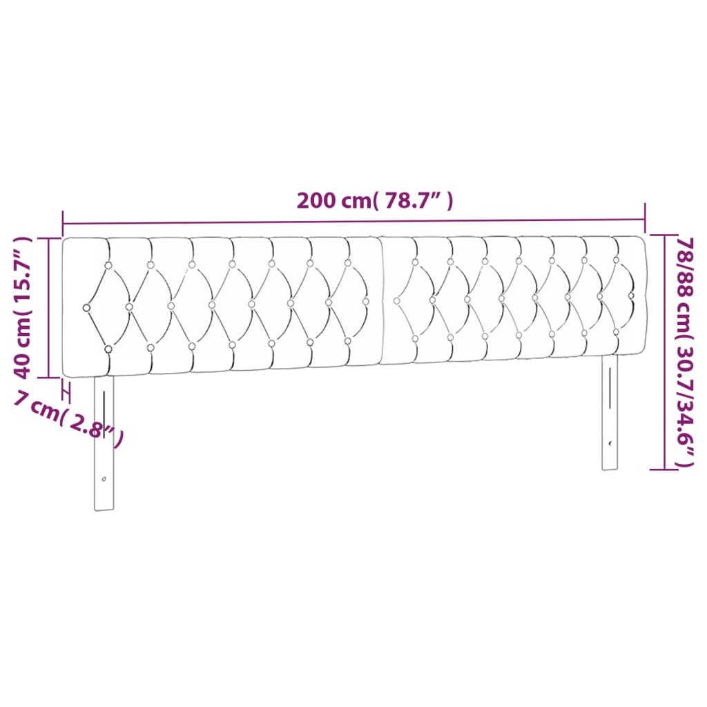 vidaXL Cabecero con LED de terciopelo azul oscuro 200x7x78/88 cm