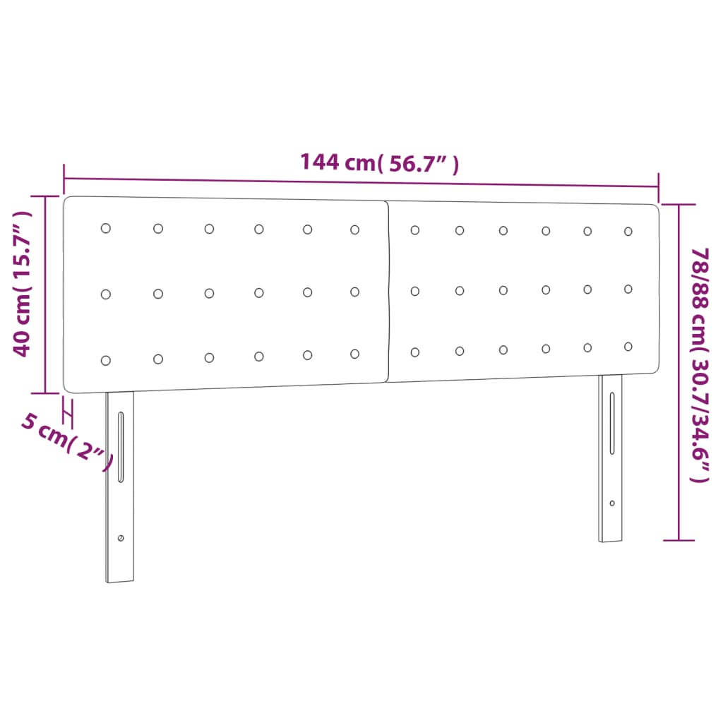 vidaXL Cabecero con LED de tela color crema 144x5x78/88 cm