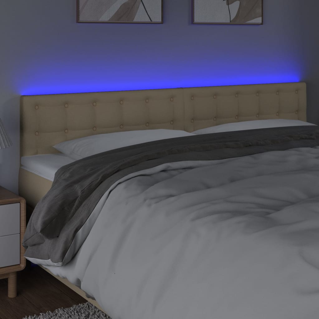 vidaXL Cabecero con LED de tela color crema 160x5x78/88 cm