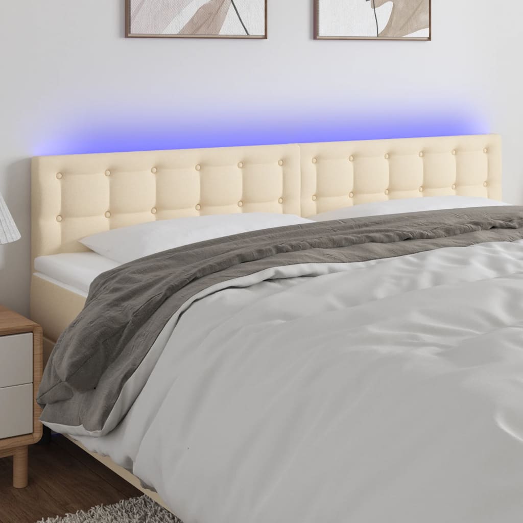 vidaXL Cabecero con LED de tela color crema 160x5x78/88 cm