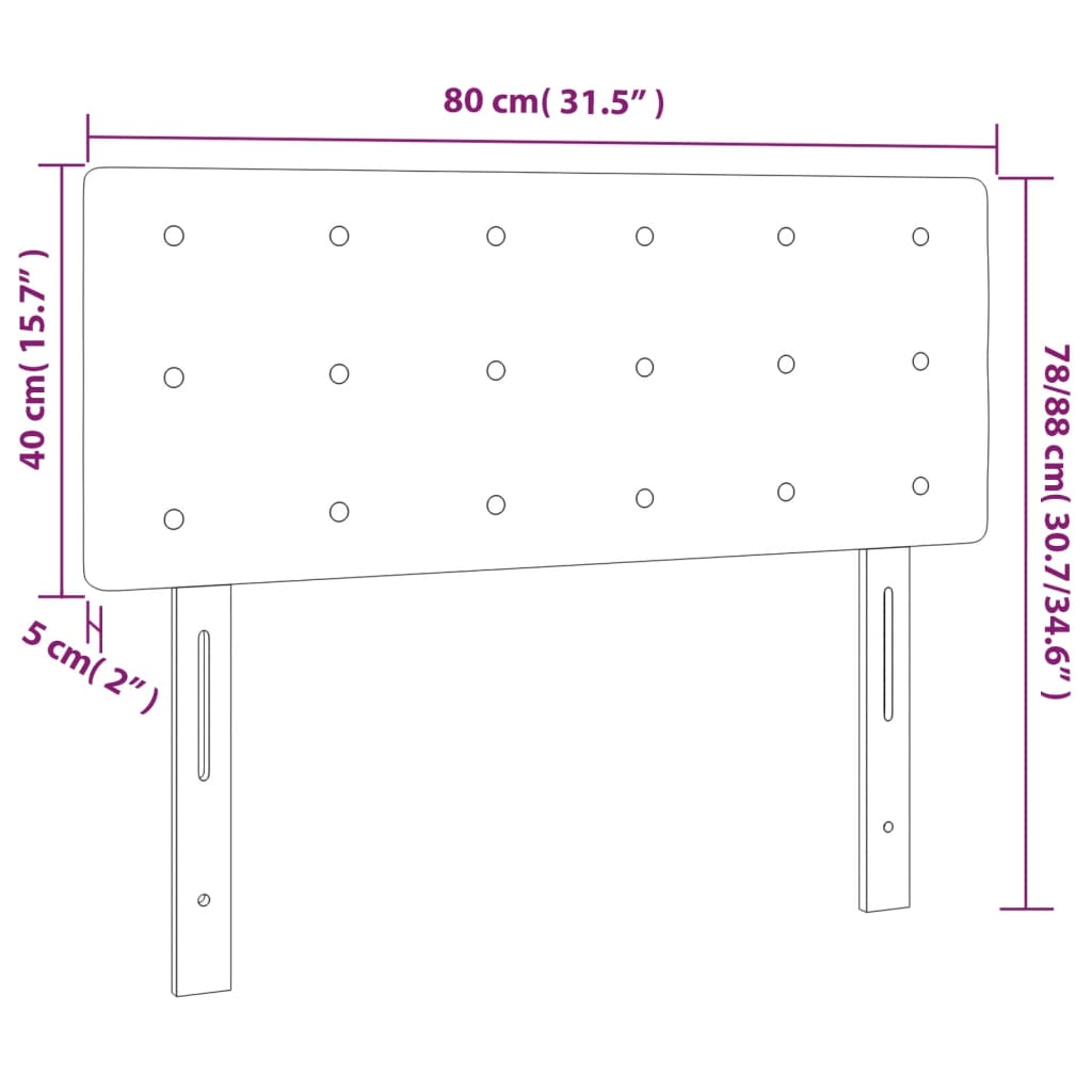 vidaXL Cabecero con LED de terciopelo negro 80x5x78/88 cm