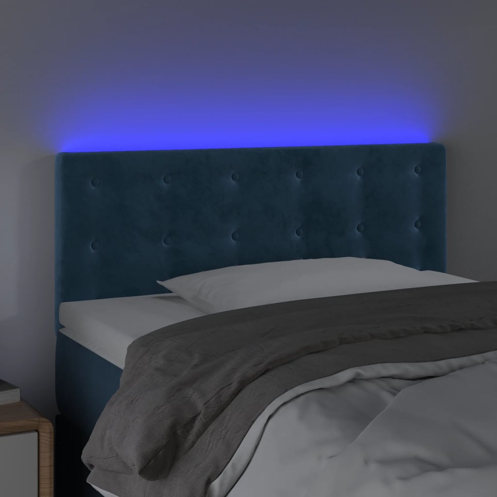 vidaXL Cabecero con LED de terciopelo azul oscuro 90x5x78/88 cm