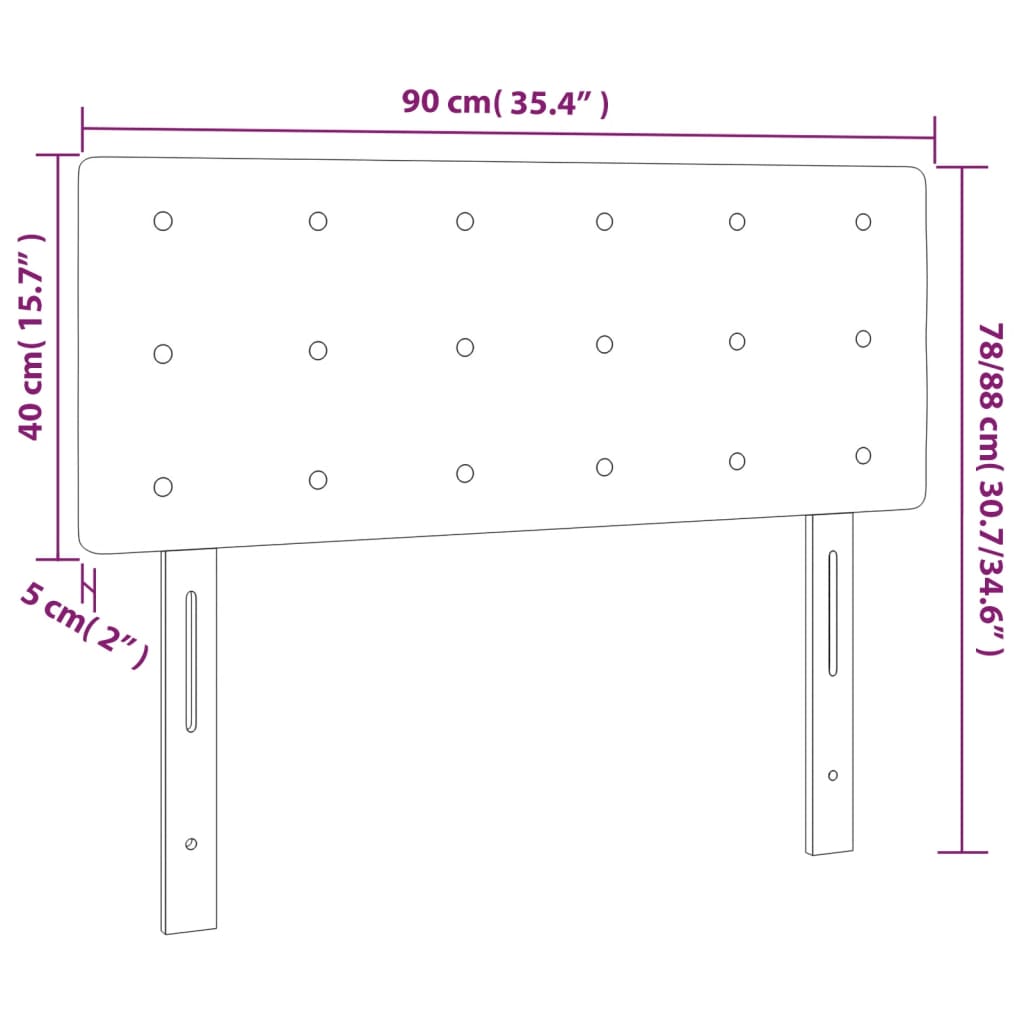 vidaXL Cabecero con LED de terciopelo rosa 90x5x78/88 cm