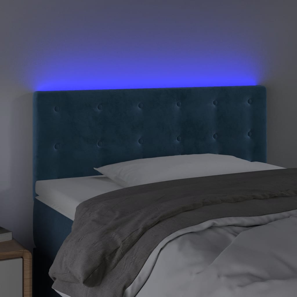 vidaXL Cabecero con LED de terciopelo azul 100x5x78/88 cm