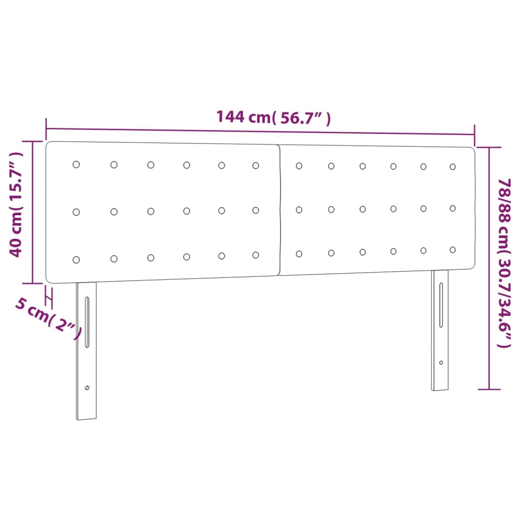 vidaXL Cabecero con LED de terciopelo rosa 144x5x78/88 cm