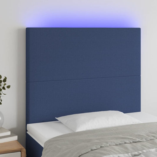 vidaXL Cabecero con luces LED tela azul 90x5x118/128 cm