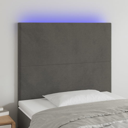 vidaXL Cabecero con luces LED terciopelo gris oscuro 80x5x118/128 cm