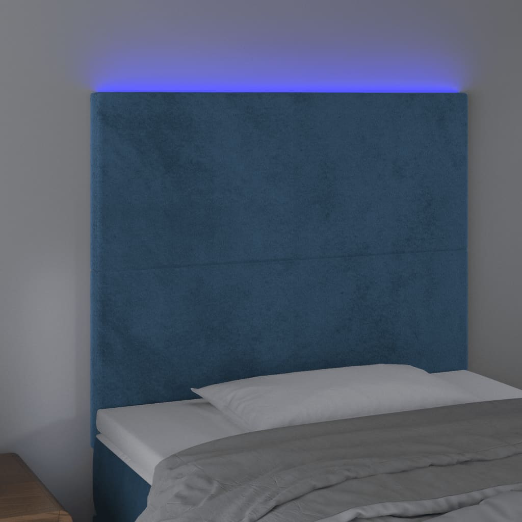 vidaXL Cabecero con luces LED terciopelo azul oscuro 80x5x118/128 cm