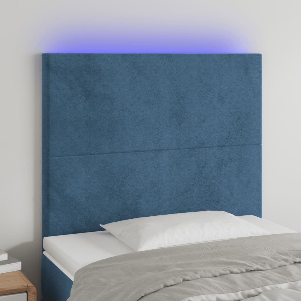 vidaXL Cabecero con luces LED terciopelo azul oscuro 80x5x118/128 cm