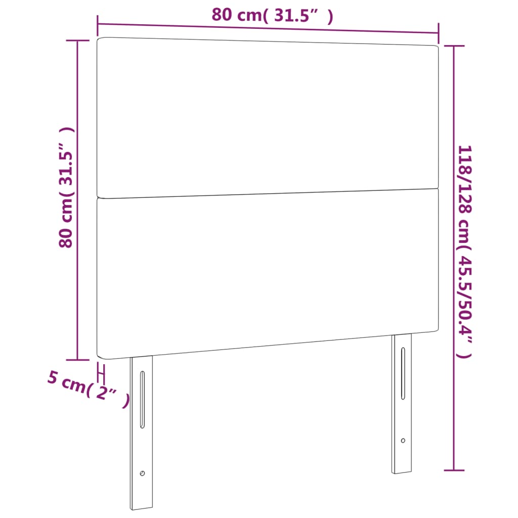 vidaXL Cabecero con luces LED terciopelo rosa 80x5x118/128 cm