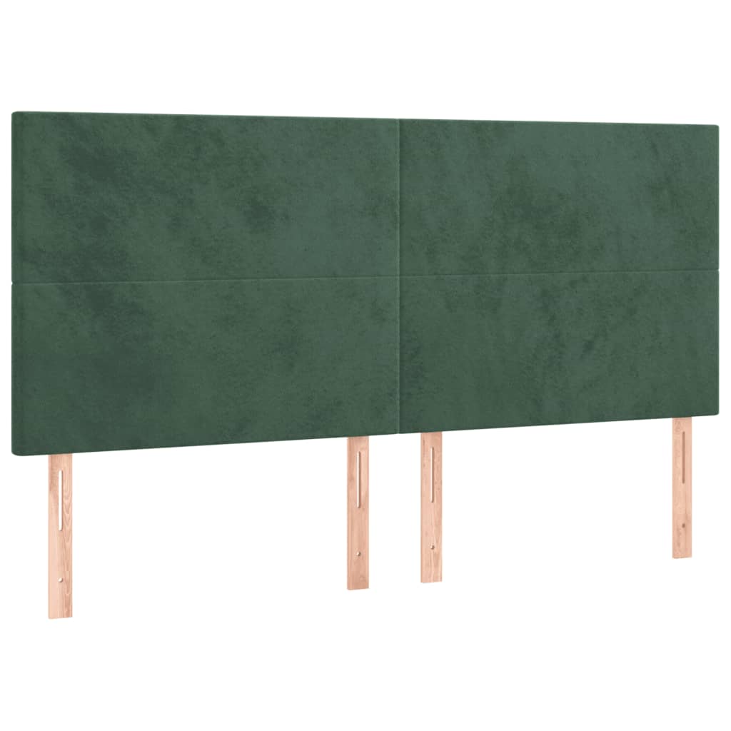 vidaXL Cabecero con luces LED terciopelo verde oscuro 180x5x118/128 cm