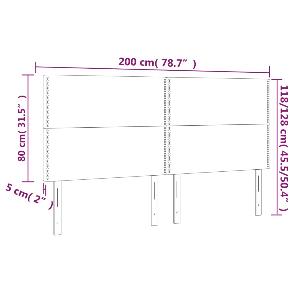 vidaXL Cabecero con luces LED tela crema 200x5x118/128 cm