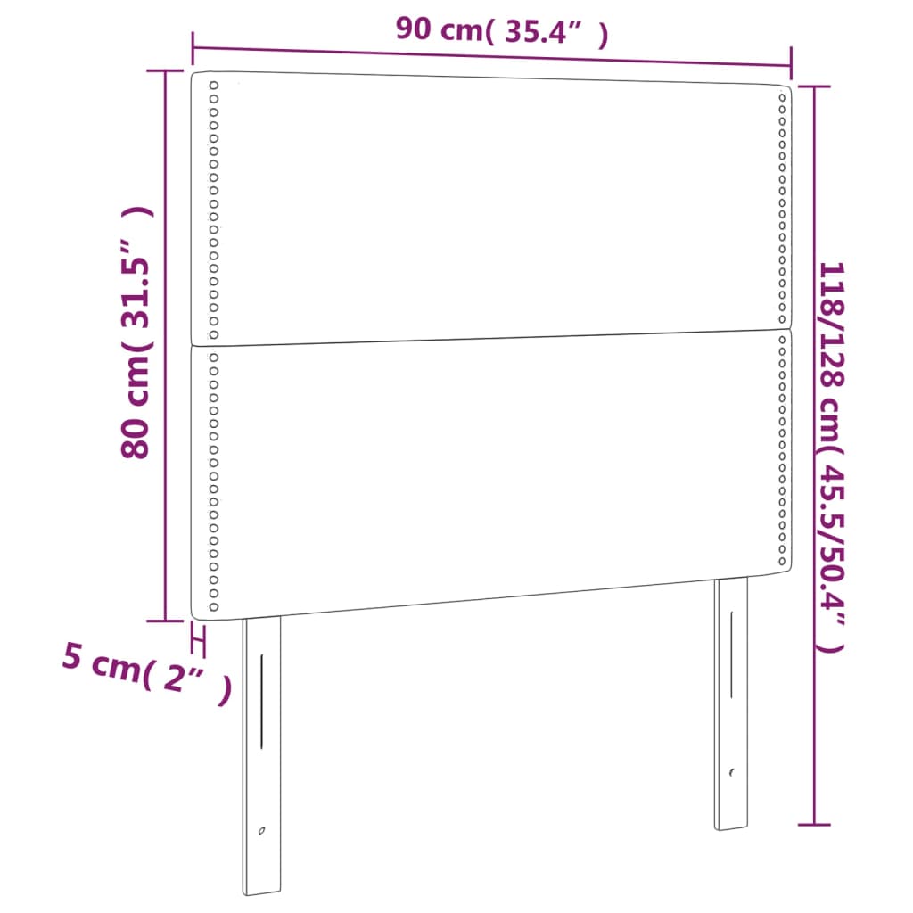 vidaXL Cabecero con luces LED terciopelo azul oscuro 90x5x118/128 cm