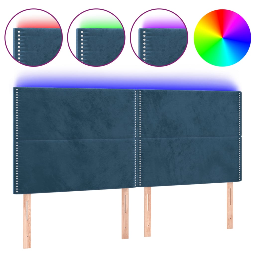 vidaXL Cabecero con luces LED terciopelo azul oscuro 160x5x118/128 cm