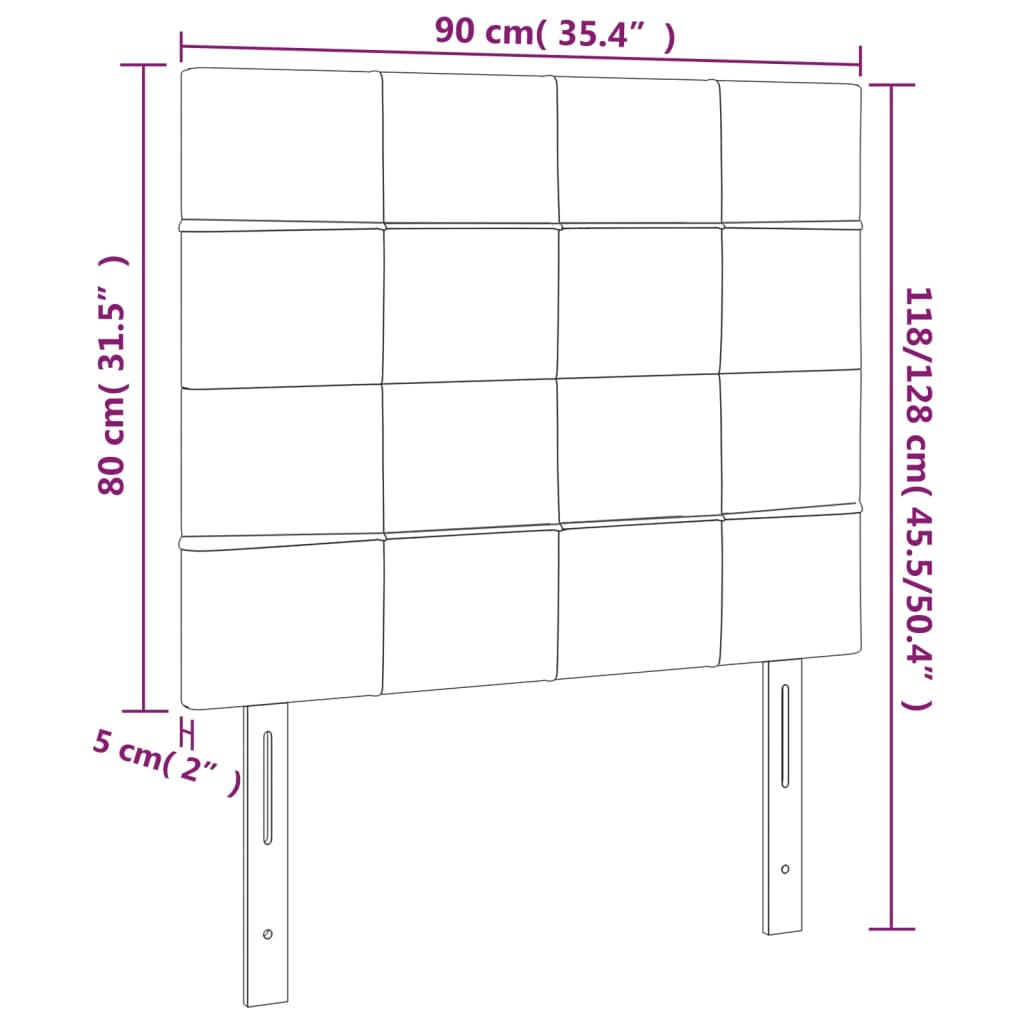 vidaXL Cabecero con luces LED tela marrón oscuro 90x5x118/128 cm