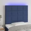 vidaXL Cabecero con luces LED tela azul 90x5x118/128 cm