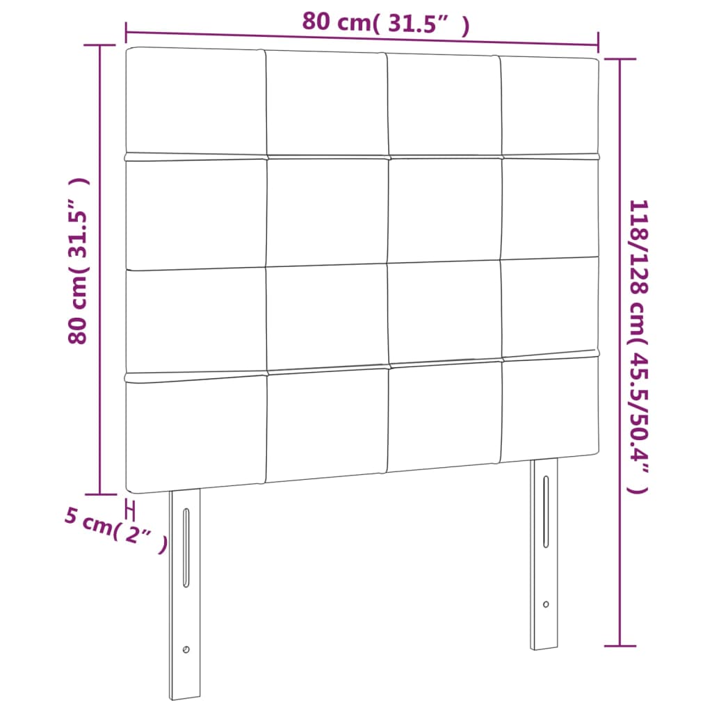 vidaXL Cabecero con luces LED terciopelo gris claro 80x5x118/128 cm