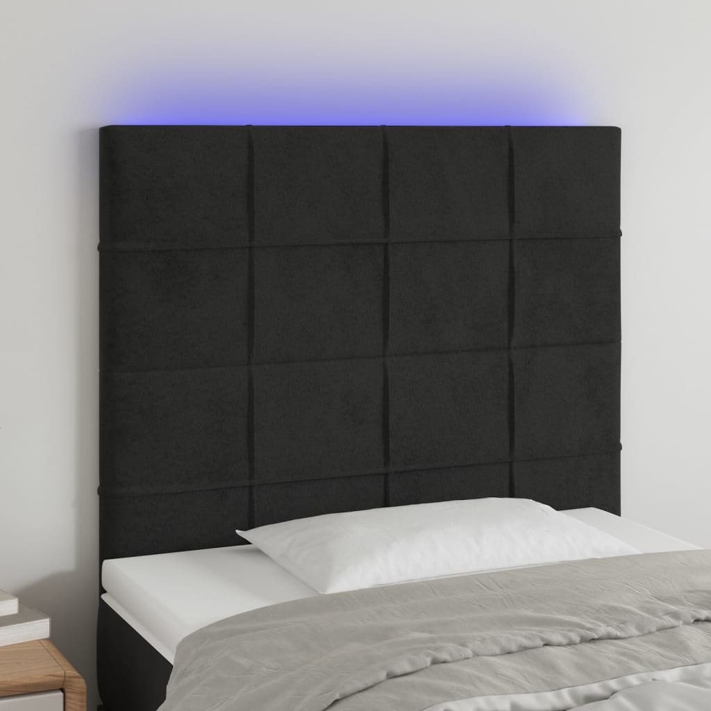 vidaXL Cabecero con luces LED terciopelo negro 80x5x118/128 cm