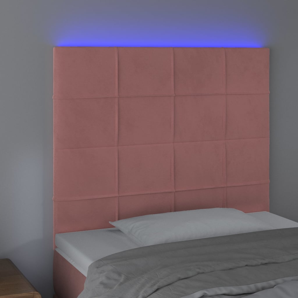 vidaXL Cabecero con luces LED terciopelo rosa 80x5x118/128 cm