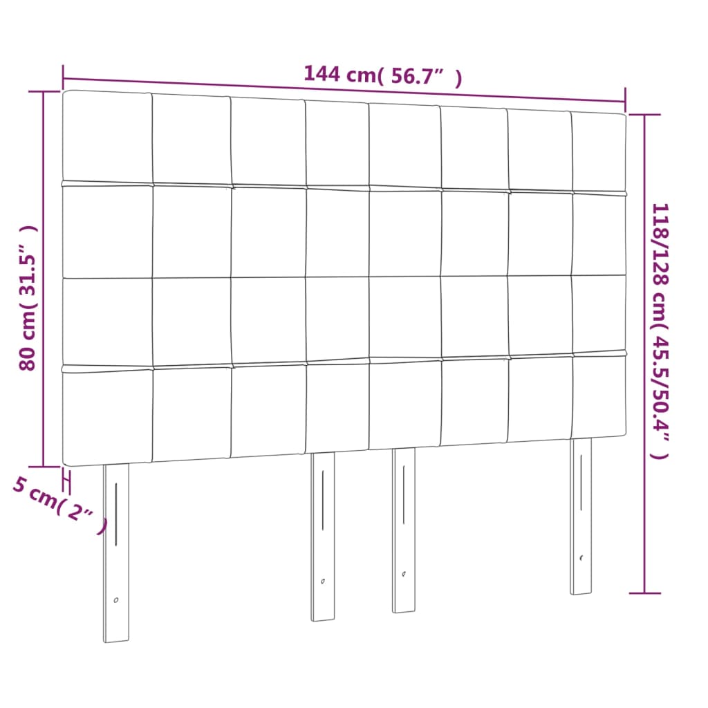 vidaXL Cabecero con luces LED terciopelo negro 144x5x118/128 cm