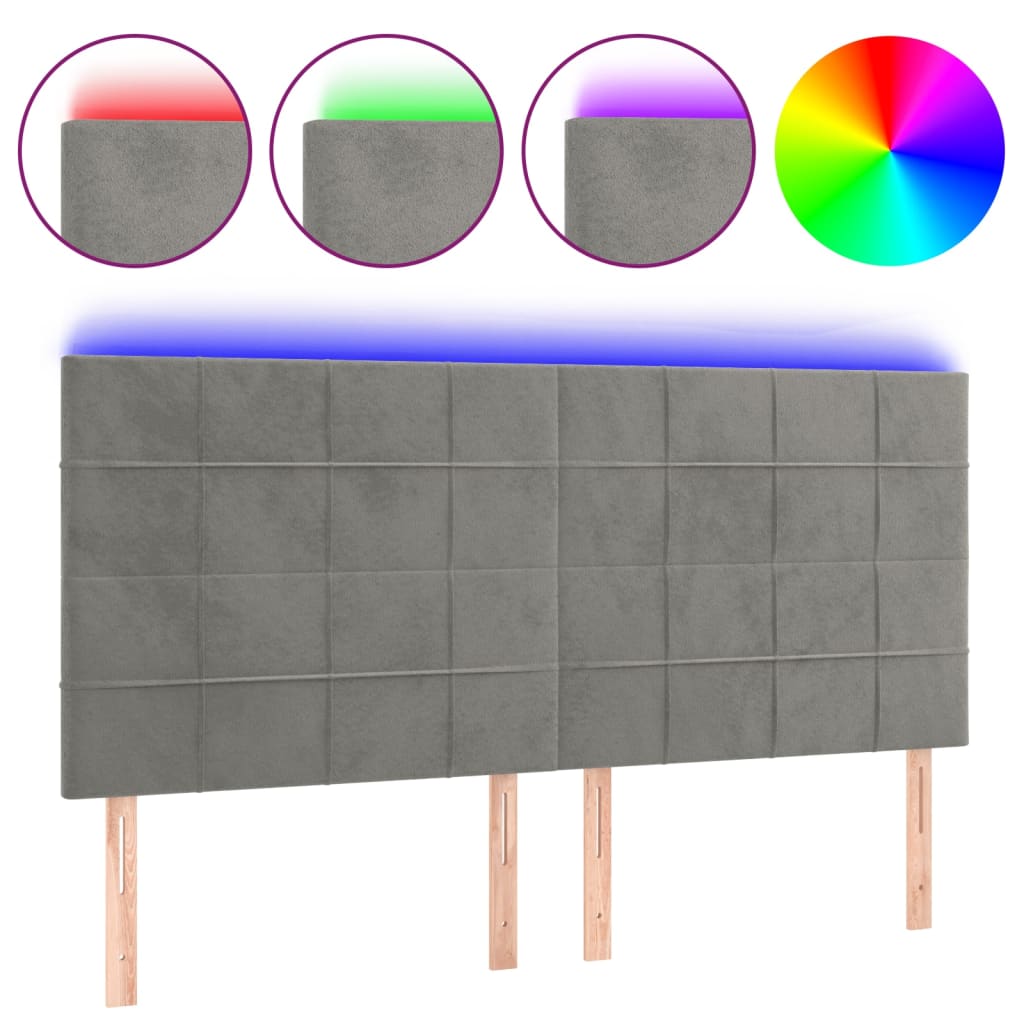 vidaXL Cabecero con luces LED terciopelo gris claro 160x5x118/128 cm