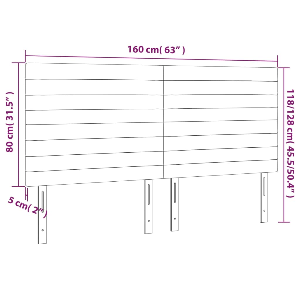 vidaXL Cabecero con luces LED tela negro 160x5x118/128 cm