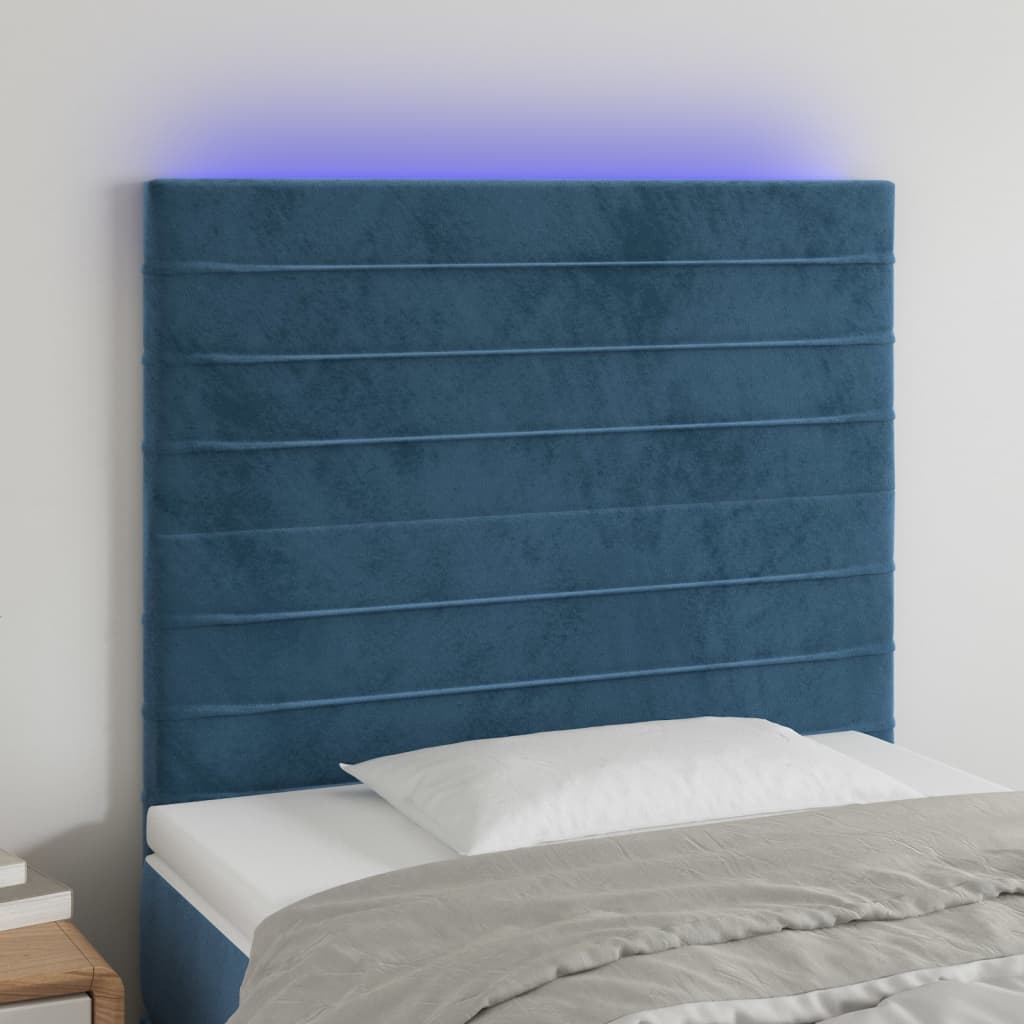 vidaXL Cabecero con luces LED terciopelo azul oscuro 80x5x118/128 cm