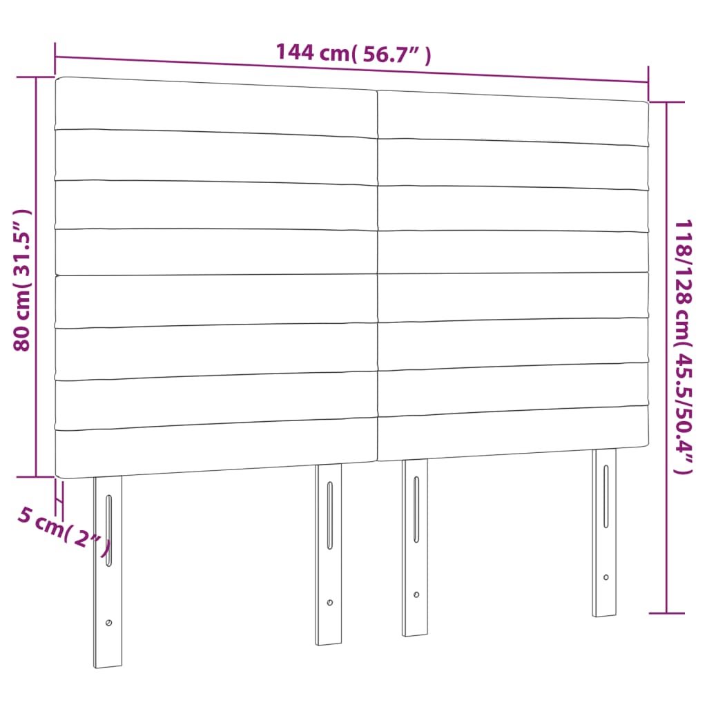 vidaXL Cabecero con luces LED terciopelo rosa 144x5x118/128 cm