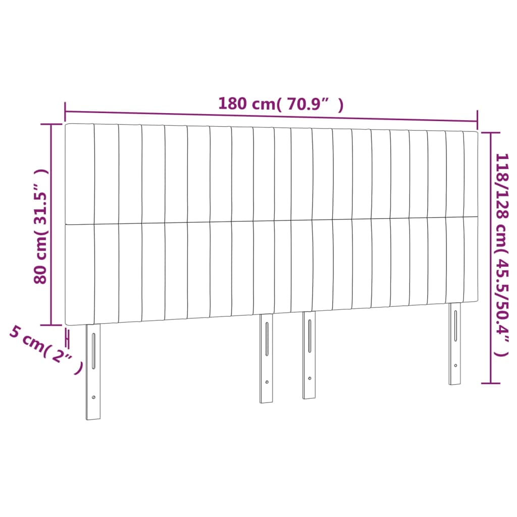 vidaXL Cabecero con luces LED tela marrón oscuro 180x5x118/128 cm